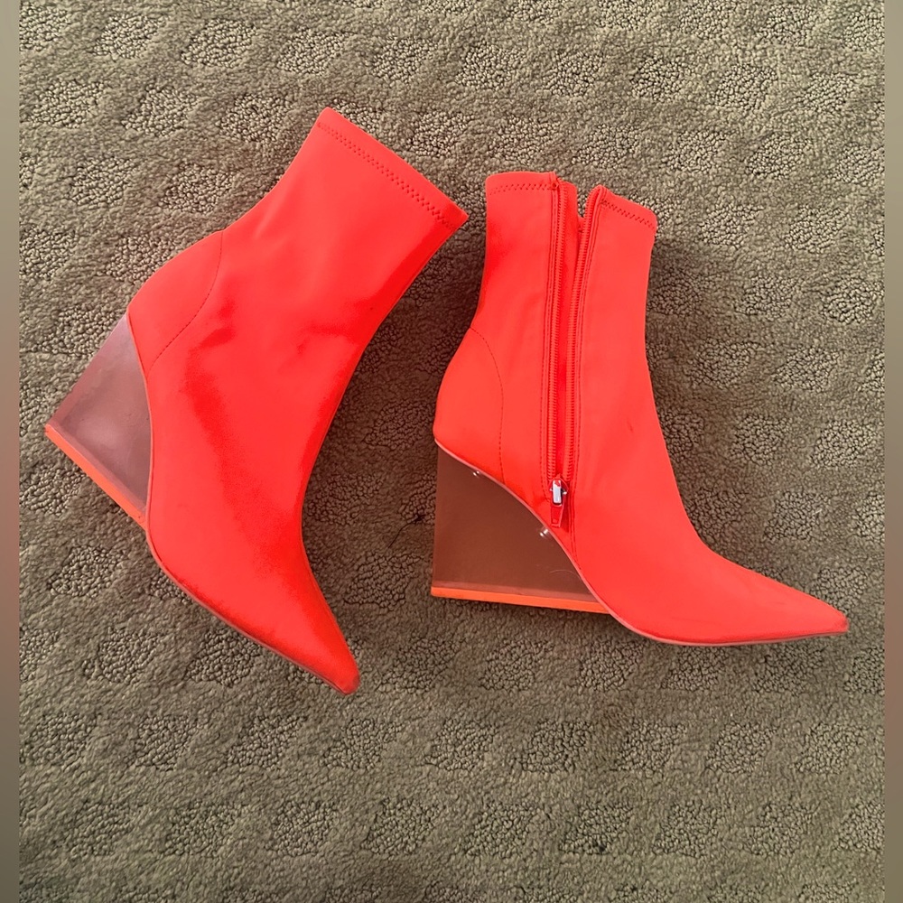 Jeffrey Campbell neon orange booties